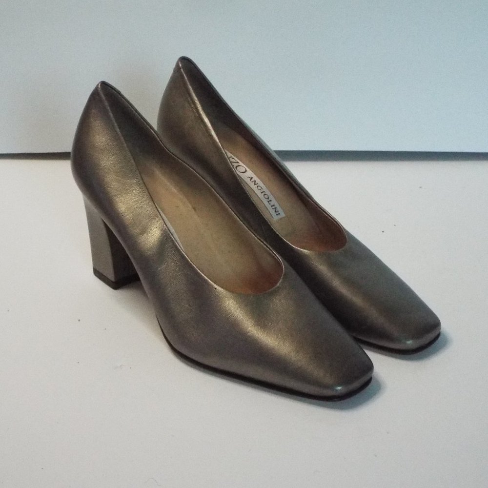 Pre-Owned Enzo Angiolini Women's Size 7N Bronze Square Toe Classic Pumps